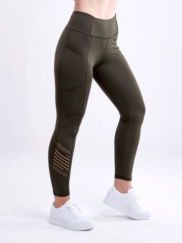 High-Waisted Pilates Leggings with Side Pockets & Mesh Panels