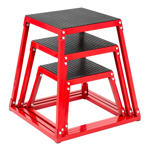 VEVOR Plyometric Platform Box Fitness Exercise Jump Box Step Plyometric Box Jump for Exercise Fit Training (12/18/24/Red) (12&18&24 inch)