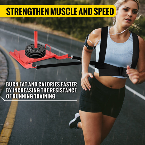 VEVOR Weight Sled Push Pull Heavy High Training Sled Drag Fitness HD Power Speed Training Sled for Athletic Exercise and Fitness Strength Training ( Red )