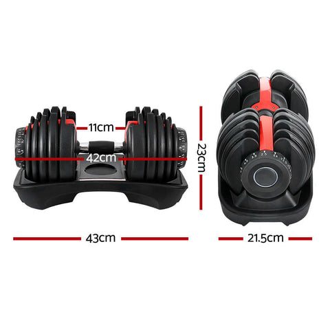 24kg Adjustable Dumbbell Dumbbells Weight Plates Home Gym Fitness