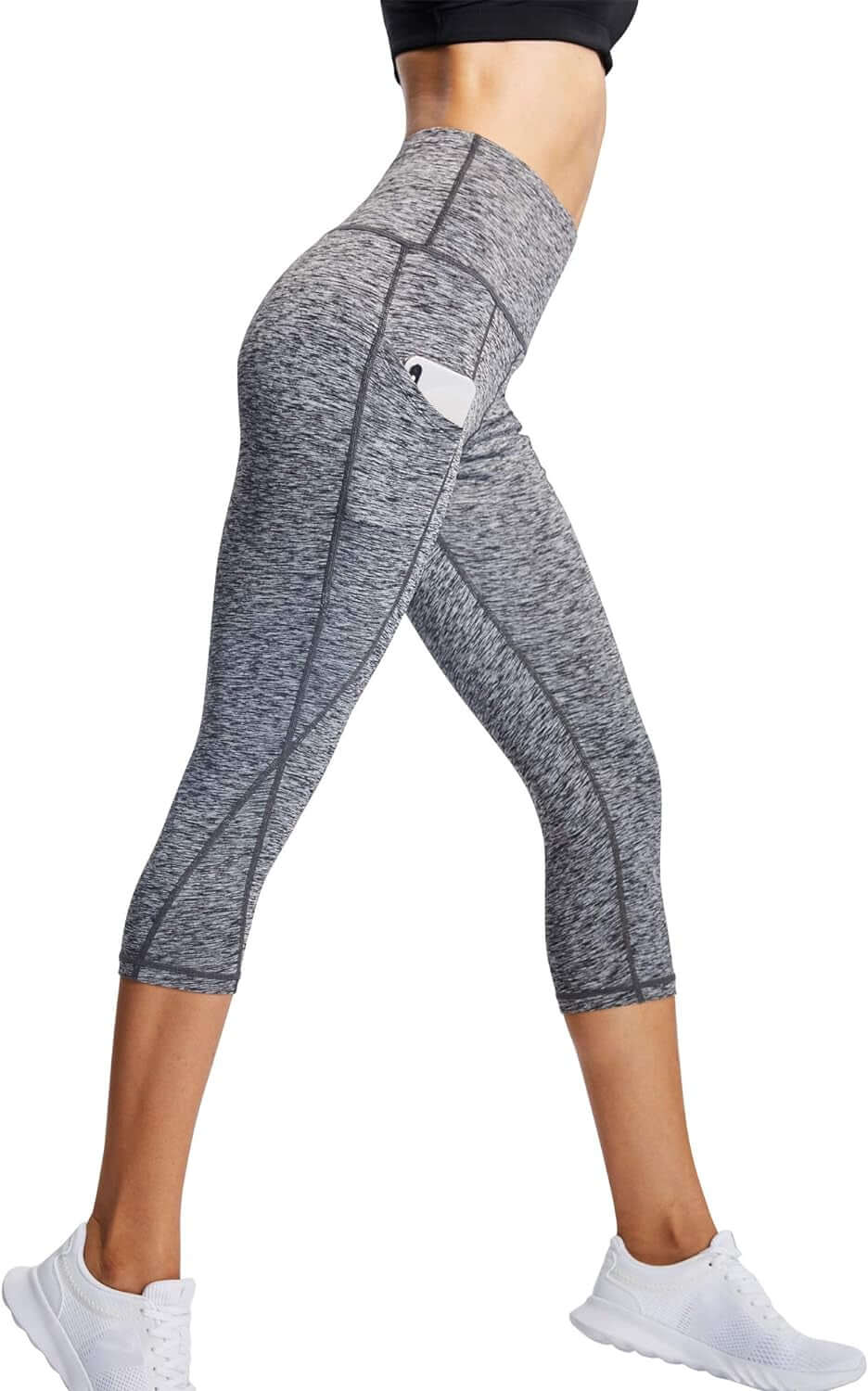 "Womens' High-Waisted Tummy Control Yoga Running Capris for Effective Workout"