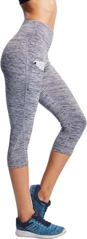 "Womens' High-Waisted Tummy Control Yoga Running Capris for Effective Workout"