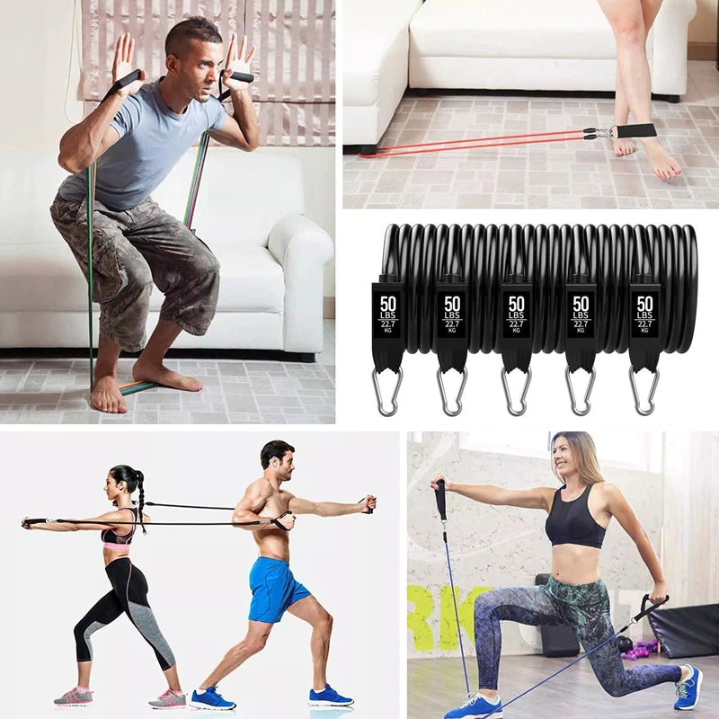 Resistance Bands Set 11 Pcs Pull Rope Workout Bands TPE Latex Tubes Fitness Elastic Rubber Workout Expander Home Gym Accessories