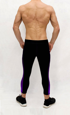 Black Purple Men's Pocket Tights